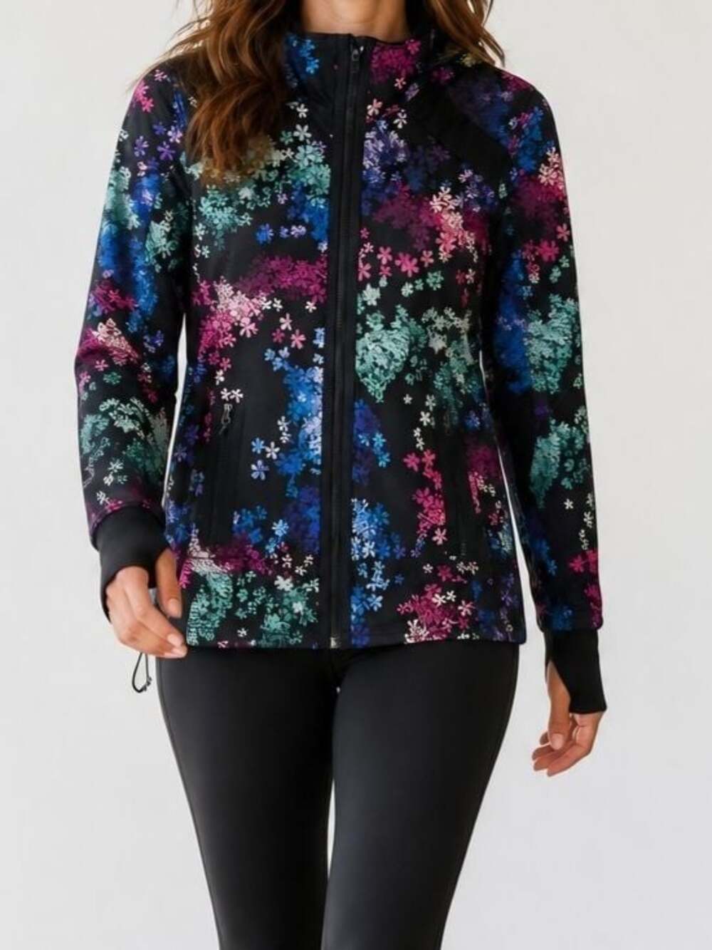 lululemon athletica Black Floral-Print Run Bandit Pop Metal